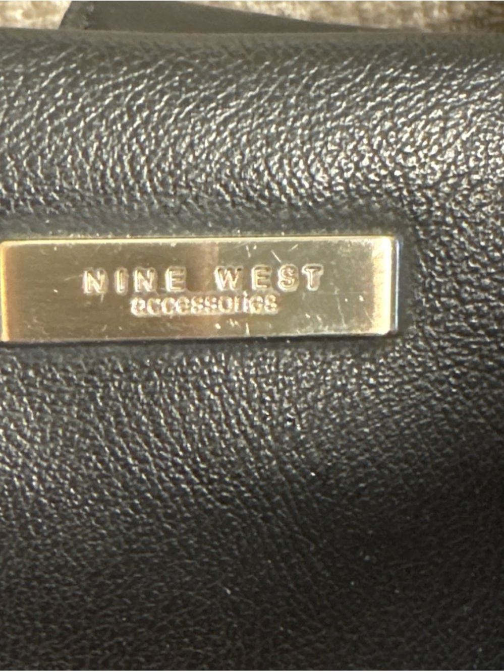 Nine West Black Leather Men's Crossbody with Gold Accent Plaque